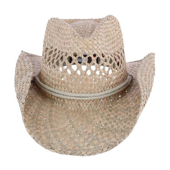 Broner Carson City Vented Seagrass Western Hat with Adjustable Chin Cord - Picture 2 of 5